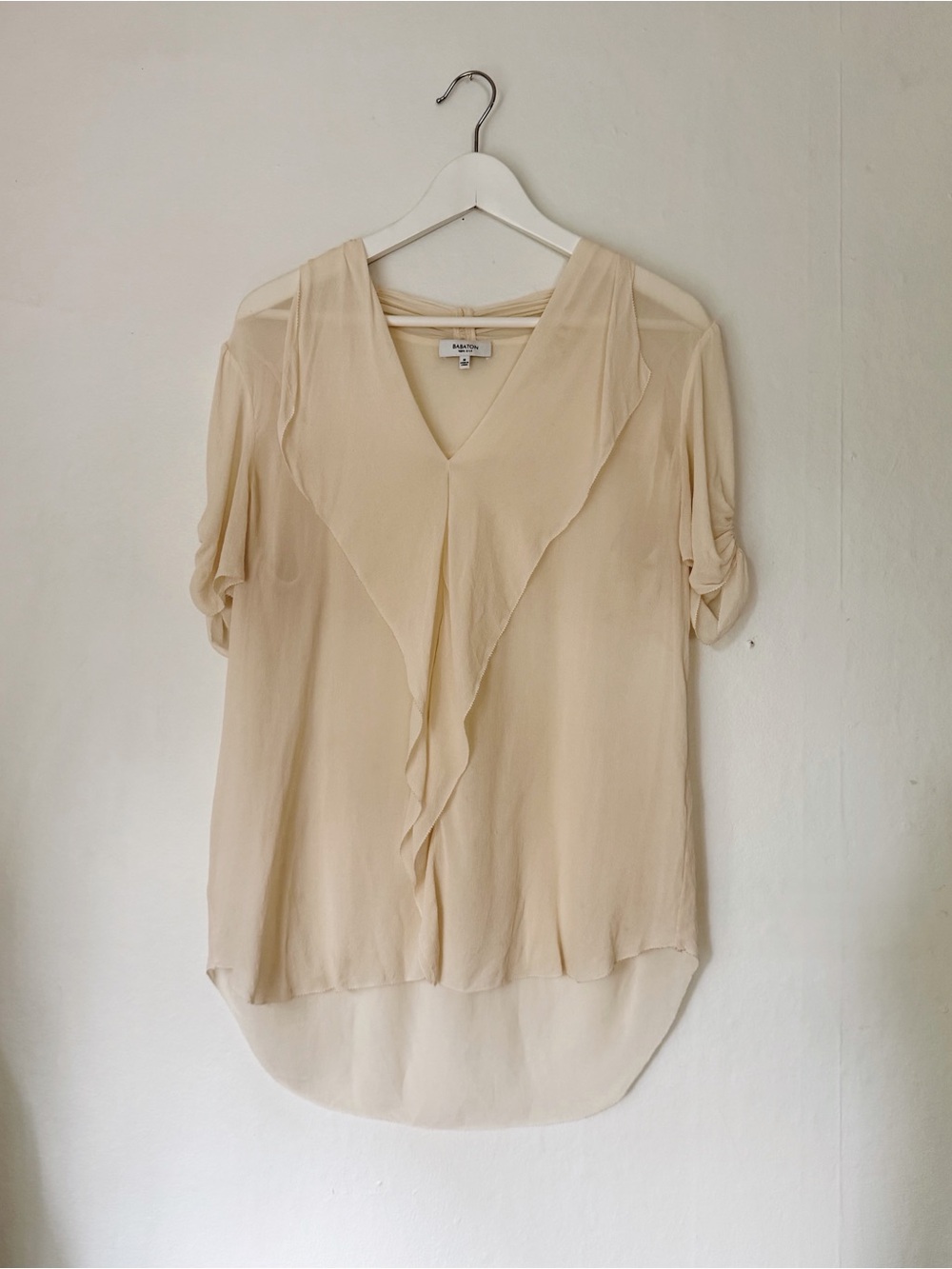 Babaton Silk Chiffon Tinsley Blouse in Cream